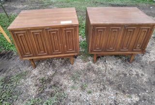 Vintage Sculptra Mid Century Broyhill Premier Bedside Wood Cabinet Night Stand 3