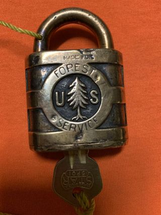 Vintage U S Forest Service Padlock & Key