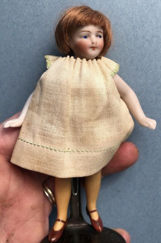 Early Antique All Bisque French Or German Mignonette 4 1/2 " Dollhouse Doll