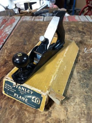 Vintage Stanley Nos Scrub Plane No.  40 With Box And Blade