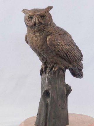 Vintage 1990 American Bronze Sculpture Great Horned Owl D.  Turner Lmted Ed Vgc