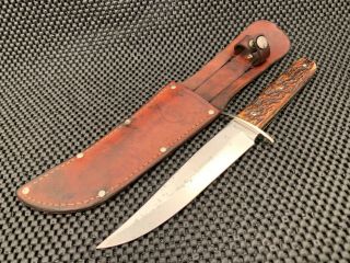 Vintage Remington Dupont Rh - 30 Fixed Blade Knife W/ Factory Sheath