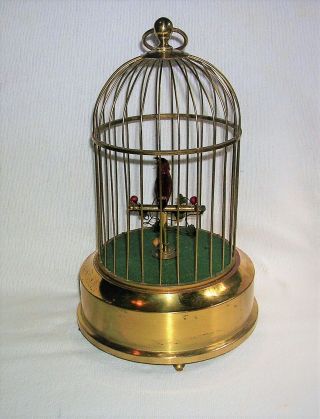 Vintage German Karl Griesbaum Ken - D Automaton Mechanical Singing Bird in Cage 2