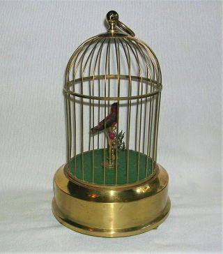 Vintage German Karl Griesbaum Ken - D Automaton Mechanical Singing Bird in Cage 3