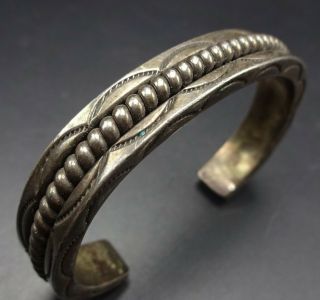 Vintage Navajo Heavy Gauge Hand - Stamped Sterling Silver Cuff Bracelet 47.  1g