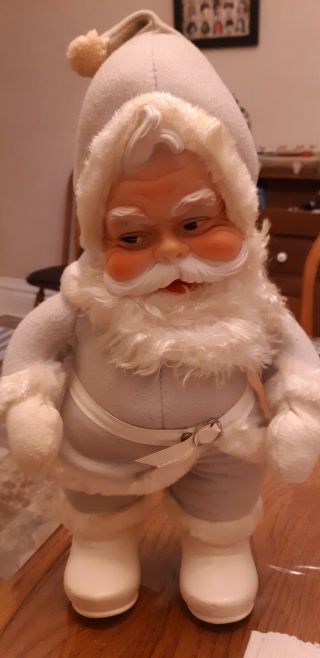 Vintage RUSHTON Rubber Face Plush Stuffed SANTA CLAUS Christmas white 3
