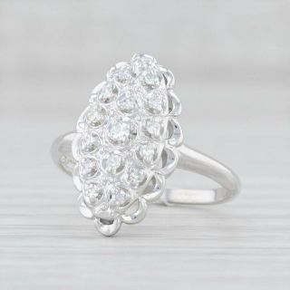 Vintage Diamond Cluster Ring 14k White Gold Size 6 Cocktail