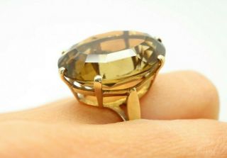 Vintage 9ct Yellow Gold Huge 15ct Citrine Cocktail Ring,  Size I