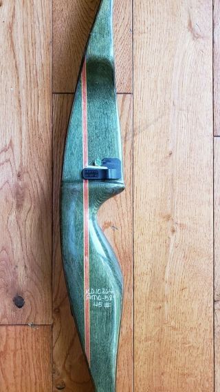 Vintage Bear Recurve Bow Grizzly Rh 45 28 " Amo58 " Coveted Green Color