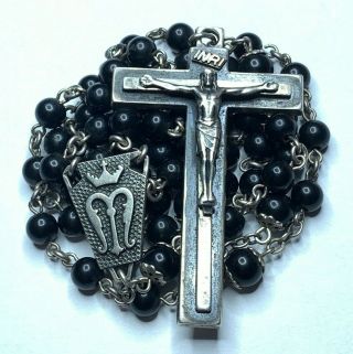 † Heavy Crucifix Unusual Signed Vintage Sterling Rosary Necklace 28 " 41.  69 Grs†
