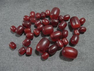 Vintage Cherry Amber Bakelite Graduated Loose Beads 46 Grams