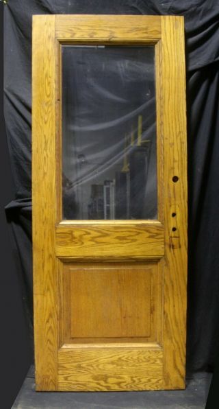 32 " X79.  5 " X1.  75 " Antique Vintage Old Oak Wood Wooden Door Window Glass Lite Pane