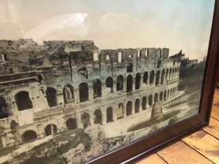 Large Vintage Roman Coliseum Color Print Photo Framed Antique Italy 1930s