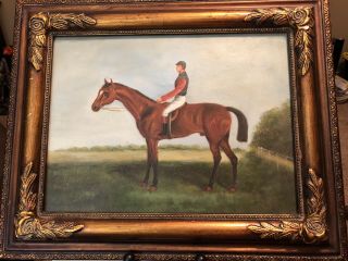 Vintage Horse & Jockey Oil Painting Beautifully Framed Unknown Artist