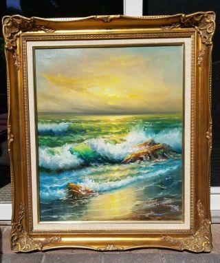 Vintage Oil Painting Ocean Seascape Signed Sheridan 31 " By 27 "