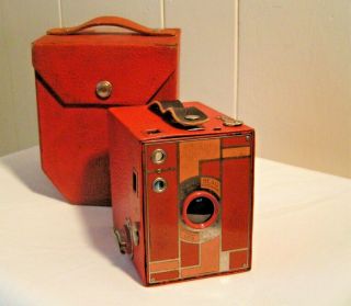 Vintage Kodak 1930 Art Deco No.  2 Beau Brownie Camera Orange