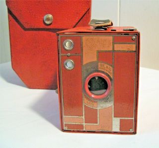 Vintage Kodak 1930 Art Deco No.  2 Beau Brownie Camera ORANGE 2