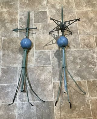 Vintage Copper Lightning Rod Arrow Weathervane Lightning Rod Balls Set Of Two 2