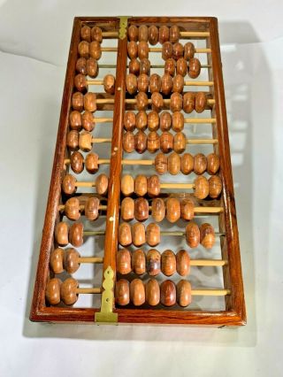 Vintage Lotus Flower Brand Chinese Abacus - 13 Rows 91 Beads Huanghuali