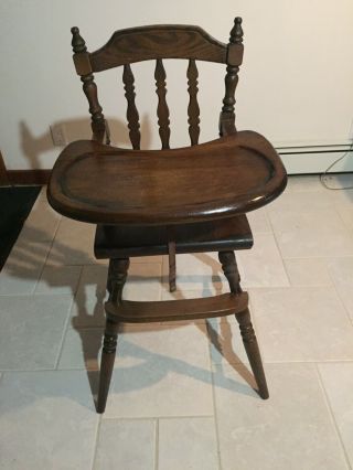 Antique Vintage 1960 Solid Wood High Chair In