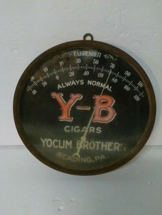 Cigar Thermometer Y - B Cigars Yocum Bros Reading Pa Rare Vintage Goldenhill3898