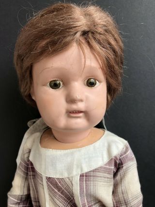 Antique Wooden Schoenhut Girl Doll 21” Miss Dolly Hair