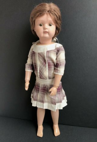 Antique Wooden Schoenhut Girl Doll 21” Miss Dolly Hair 2