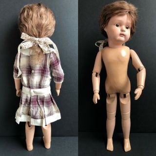 Antique Wooden Schoenhut Girl Doll 21” Miss Dolly Hair 3