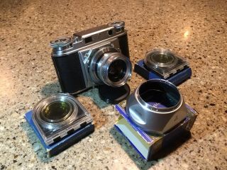 Vtg Voigtlander Prominent Camera W/ Leather Case & Ultron 1:2/50mm Lens,  More