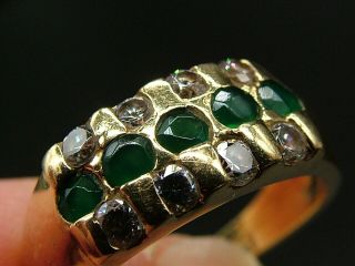 Vintage Solid 18ct 18k Gold Emerald Diamond Ring Uk Size O - P Usa 7.  5 (559)