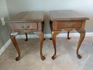 Vtg Pennsylvania House Solid Cherry Queen Anne Side Accent End Tables