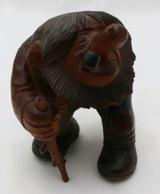Vintage 1952 Anton Sveen Troll - Hand Carved - Man With Cane & Pipe
