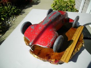 Vintage Dooling Frog Toy Tether Race Car Streamliner Aluminum Futuristic - - Heavy 2