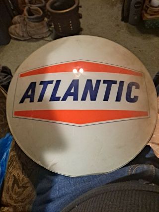 Vintage Atlantic Gas Pump Globe Lens Glass Top Sign Garage Wall Decor Oil 2