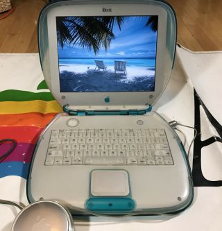 Vintage Apple iBook G3 M2453 Clamshell Blueberry 300mhz PowerPC 192Mb 6gbHD OS X 3