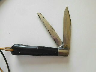 Pre - Wwii Antique Vintage J A Henckels Twins 2 Blade Folding Hunter Pocket W/ Saw