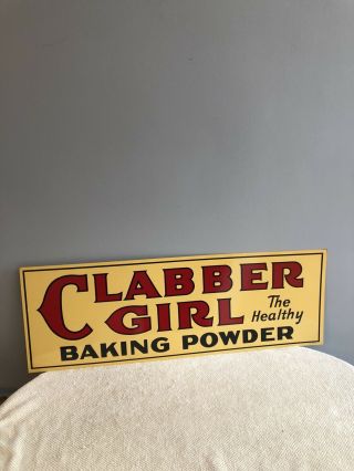 Vintage Clabber Girl Baking Powder Metal Sign 34” X 11 3/4”by A.  C.  Co.  71 - 10.