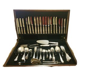 80 Piece Vintage J.  Eales & Son Silver Plate Kings Cutlery Set W/ Wooden Canteen