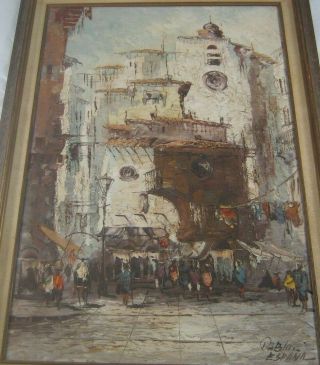 Vintage Oil Painting Of A Mexican Market By Pablo Espana Listed
