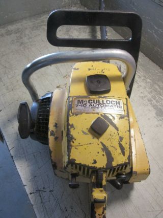 VINTAGE COLLECTIBLE MCCULLOCH 7 - 10 AUTOMATIC CHAINSAW WITH 20 
