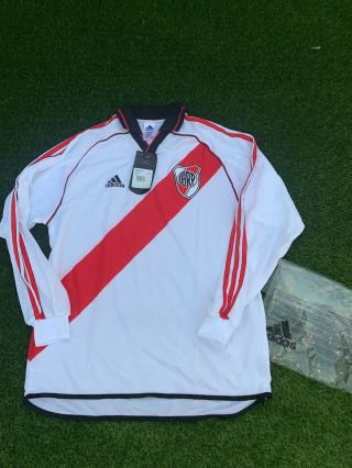 Vtg Bnwt Large Mens River Plate Argentina L/s 2000 Home Football Shirt Adidas