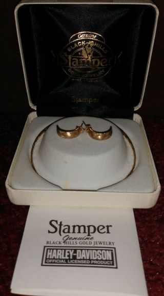 VTG Stamper Black Hills Gold Jewelry earrings bracelet Harley Davidson 2