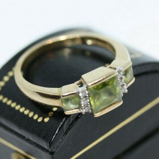 Stunning Vintage 10k Gold 2 Ctw Natural Green Beryl Ring Diamond Accent Size 7