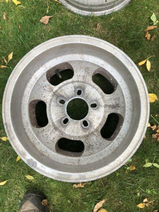 classic vintage aluminum slotted mag wheels 15 x 8.  5 5 lug hot rod gasser rat 2