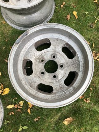 classic vintage aluminum slotted mag wheels 15 x 8.  5 5 lug hot rod gasser rat 3