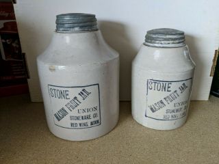 Vintage Stone Mason Fruit Jar Union Stoneware Co Red Wing Minn.  Pat.  1899