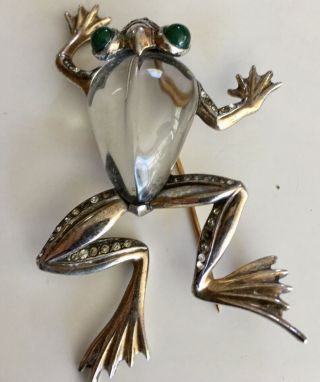 Vintage 3 " Trifari Jelly Belly Sterling Silver Alfred Philippe Frog Brooch