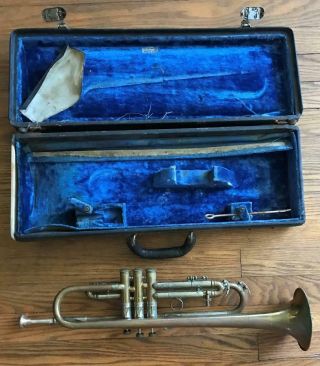 Vintage Frank Holton Son Brass Trumpet With Case
