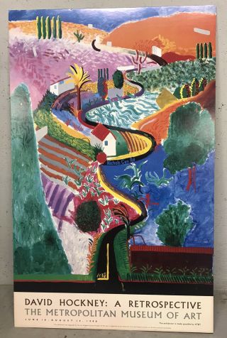 Vintage David Hockney Art Poster 1988 Metropolitan Museum Nichols Canyon L.  A.