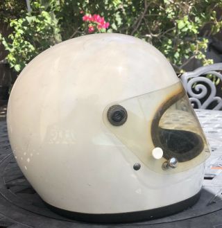 BELL STAR Full Face Racing helmet White VTG 1970’s Star Flip Model FC - 15 3